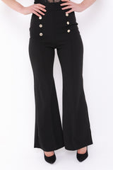 Knopfte ausgestellte Hose