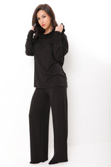 Oversized Frill Neck Hooded Loungewear