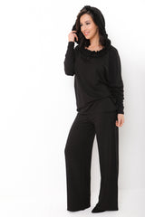 Oversized Frill Neck Hooded Loungewear