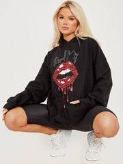 Lees mijn lippen grafische fleeced hoodie