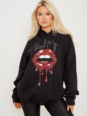 Lees mijn lippen grafische fleeced hoodie