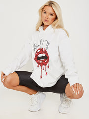 Lees mijn lippen grafische fleeced hoodie