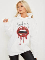 Lees mijn lippen grafische fleeced hoodie