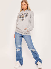 Paris Dogtooth grafische fleeced hoodie