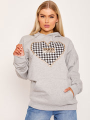 Paris Dogtooth grafische fleeced hoodie