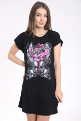 Angelic Graphic Print Longline T Shirt Dress