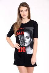 50/50 Lion Girl Printed Longline T Shirt Dress