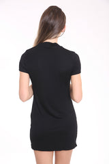 Choker Neck Devil Rider Printed Longline T Shirt Dress