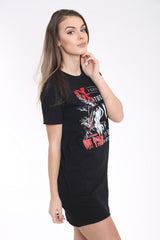 Slash Back Gone Bad Gedrukte Longline T -shirtjurk