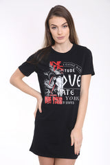Slash Back Gone Bad Gedrukte Longline T -shirtjurk