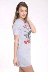 Slash Back Gone Bad Gedrukte Longline T -shirtjurk
