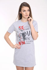 Slash Back Gone Bad Gedrukte Longline T -shirtjurk