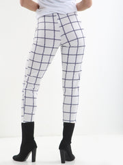 Grid Check Matching Buckle Belted Trousers