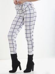 Grid Check Matching Buckle Belted Trousers