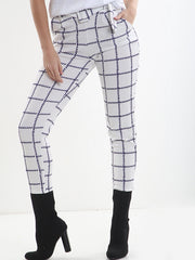 Grid Check Matching Buckle Belted Trousers