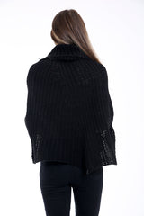 Cowl Neck Cable Knit Poncho
