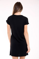 Schädel und Rosendruck Longline T -Shirt -Kleid