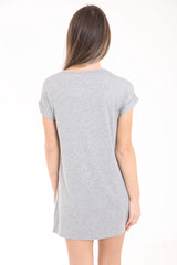 Schädel und Rosendruck Longline T -Shirt -Kleid