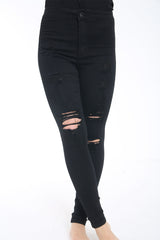 Highwaisted Ripped Distress Skinny Jeans