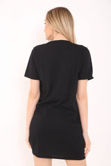 Pon de seguridad Garda de gargantilla Neck Eagle Estampado Longline T Shirt Vestido