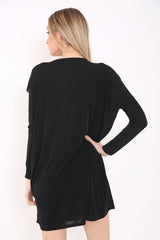 Oversized Frill Front Acetate Dress