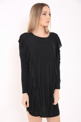 Oversized Frill Front Acetate Dress