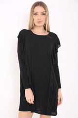 Oversized Frill Front Acetate Dress