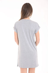 Kontrast Vintage -Schädel bedruckt Longline T -Shirt -Kleid