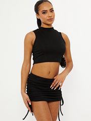 Ribbed Crop Top & Ruched Skirt Co-ord