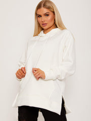 Zijspleet gewoon fleeced hoodie