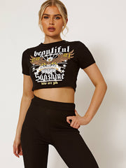 Beautiful Sunshine Graphic Print Crop Top