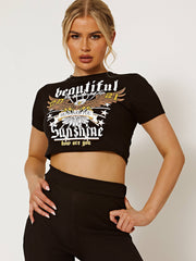Beautiful Sunshine Graphic Print Crop Top