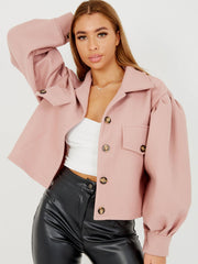 Balloon Sleeve Thick Cropped Jacket