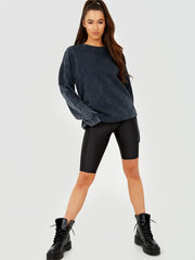 Acid Wash Fleece Sweatshirt Jumper