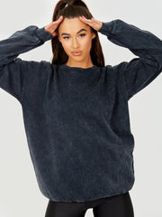 Acid Wash Fleece Sweatshirt Jumper