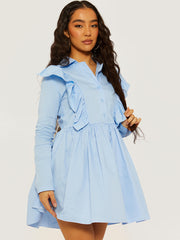 Ruffle Trim Shirt Dress