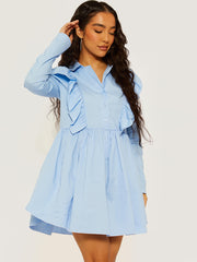 Ruffle Trim Shirt Dress