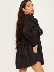 Ruffle Trim Shirt Dress