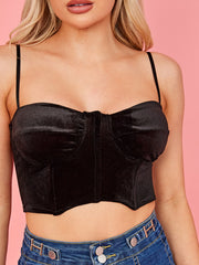 Velour Padded Bust Cami Crop Top