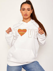 Hou van chevron hart grafische fleeced hoodie