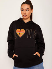 Hou van chevron hart grafische fleeced hoodie