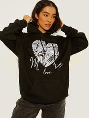Meer liefde hart grafische print hoodie
