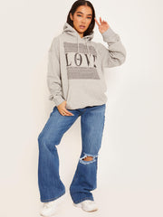 Grieks patroon liefde grafische print hoodie