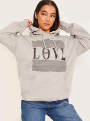 Grieks patroon liefde grafische print hoodie