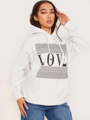 Grieks patroon liefde grafische print hoodie