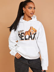 Ontspan gewoon de grafische print hoodie