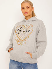 Amour hart grafische fleeced hoodie
