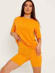 Ribbed Oversized Top & Shorts Co-ord
