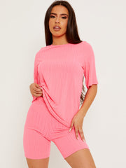 Ribbed Oversized Top & Shorts Co-ord
