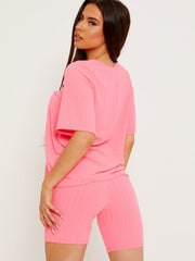 Ribbed Oversized Top & Shorts Co-ord